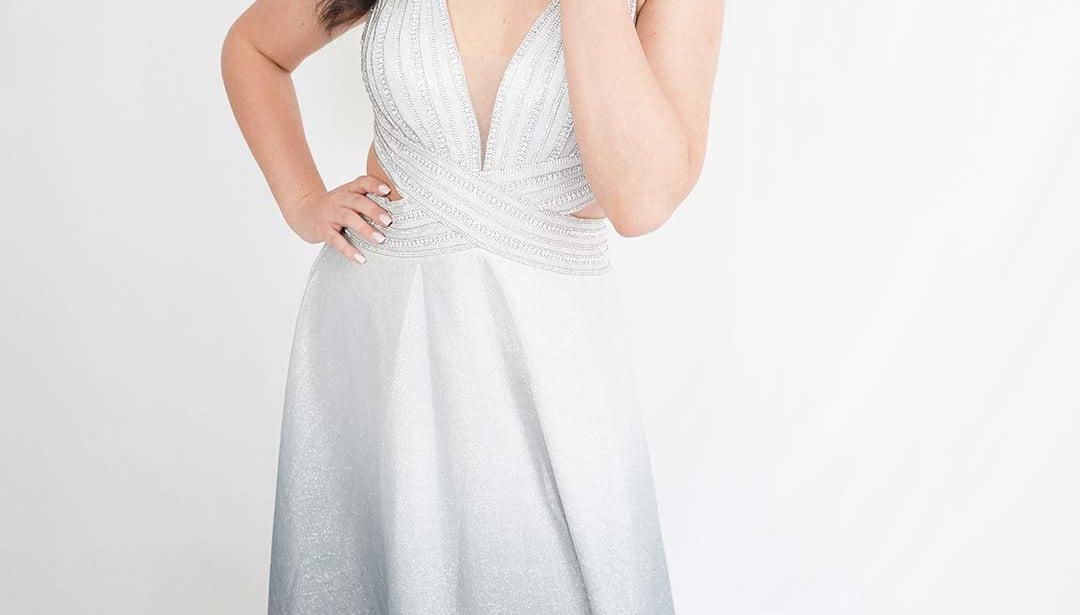 Forever Unique srebrna maxi haljina s ombre efektom